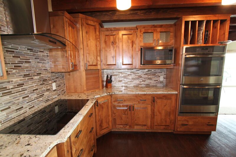 Modern kitchen with double wall oven.