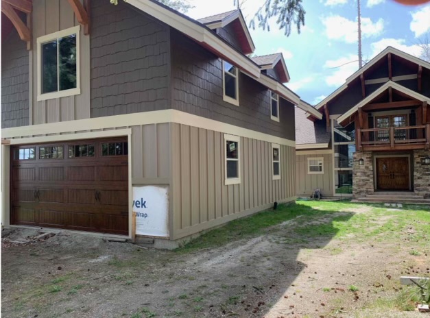 Modern house front with colorful design